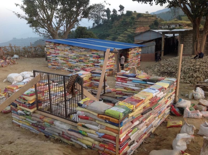Earth bag classroom in Nepal