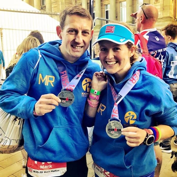 Mark and Jodie with their Ironman UK medals